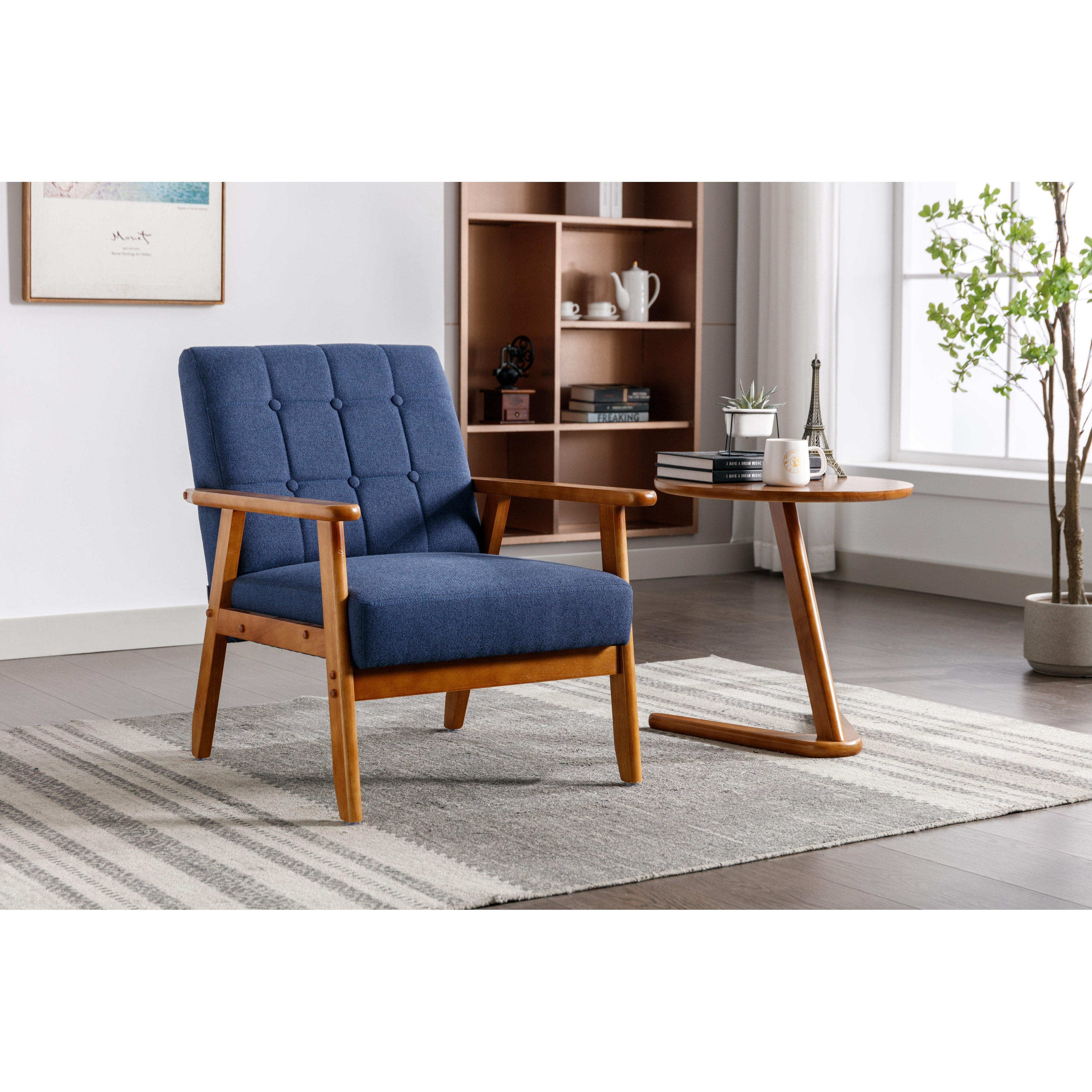 Navy mid century modern chair best sale