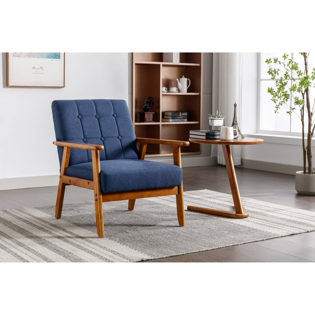 Navy 28.74" Tufted Accent Chair with Solid Wood Frame