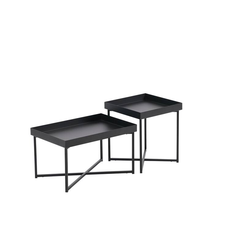 Rye Studio Loranze Industrial Set of 2 Metal Coffee Tables 23x16 & 15x15