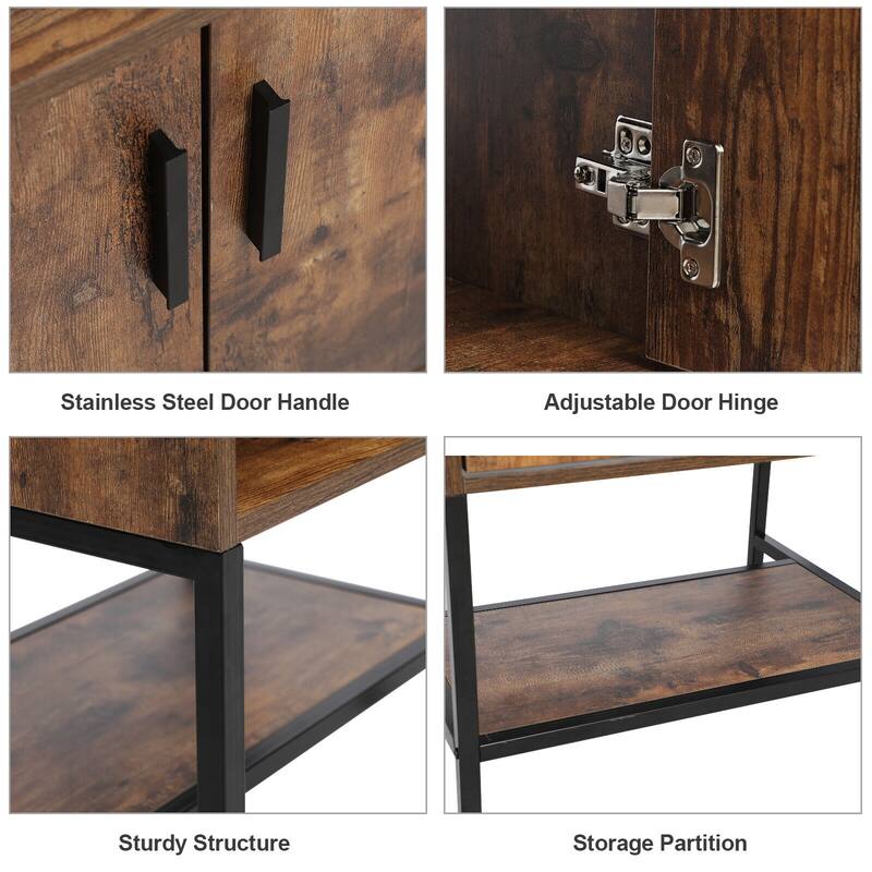 24" Bathroom Vanity Sink Set Brown Free-standing Manufactured Wood with Sink Faucet Drain Combo