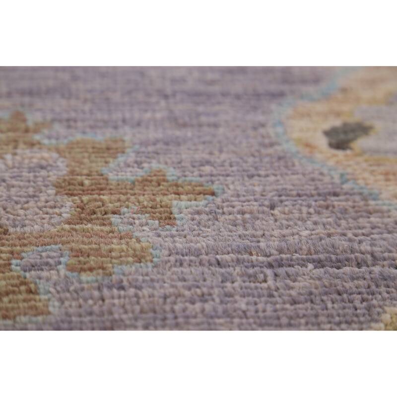 Hand Knotted Oriental 100% Wool Carpet Transitional All-Over Purples Oushak Area Rug - 9' 10'' X 8' 0''