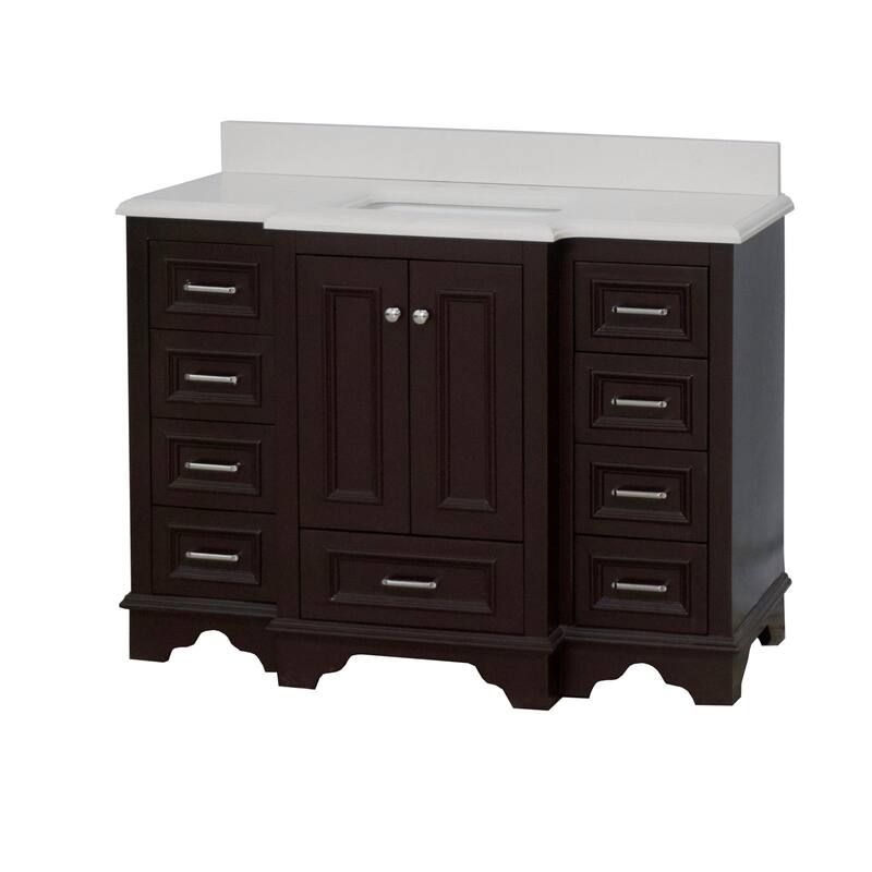 KitchenBathCollection Nantucket 48" Bathroom Vanity with Quartz Top