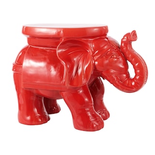White Elephant 14.2" Ceramic Garden Stool, White by JONATHAN  Y