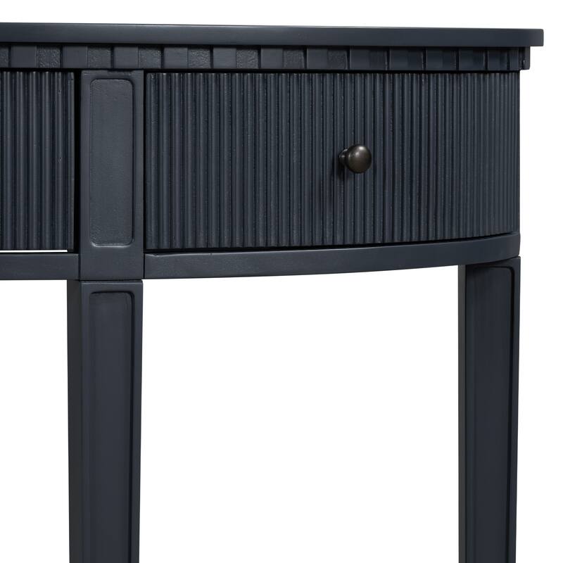 Console Table Side Table with 4 Legs, Minimalist Entryway Table Sofa Table with 3 Vertical Stripe Drawers