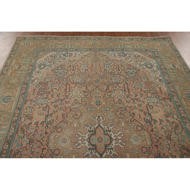 Distressed Tabriz Persian Vintage Rug Bedroom Handmade Wool Carpet - 6'10" x 9'8"