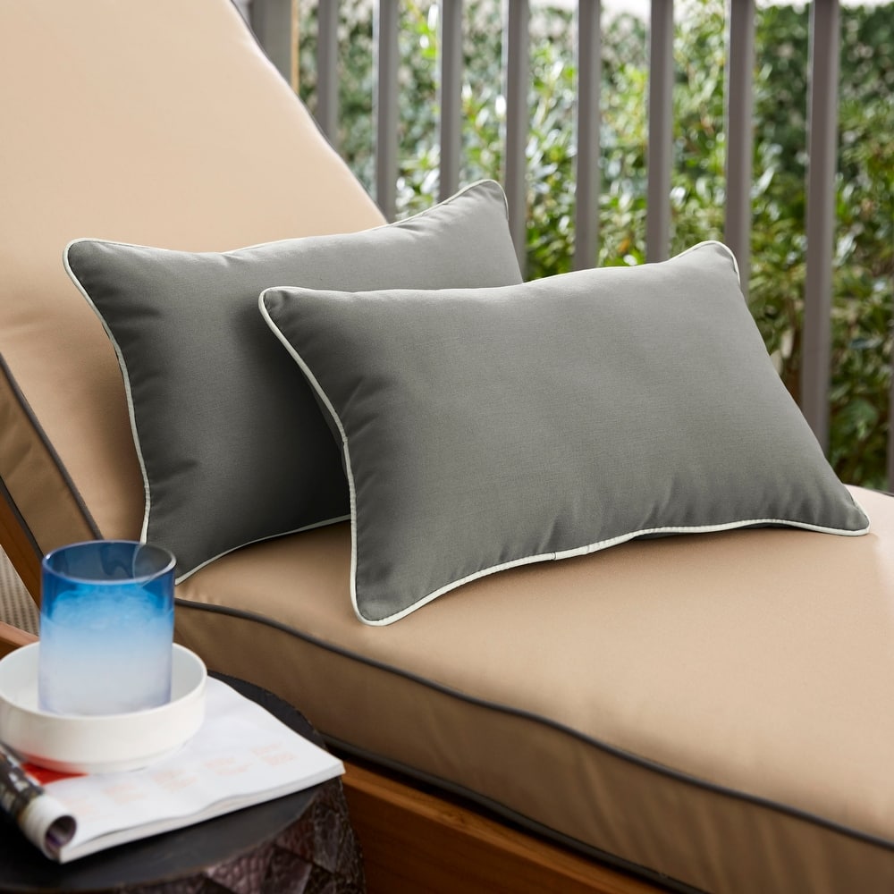 Sunbrella Canvas Charcoal/ Canvas Natural Indoor/ Outdoor Pillow Set