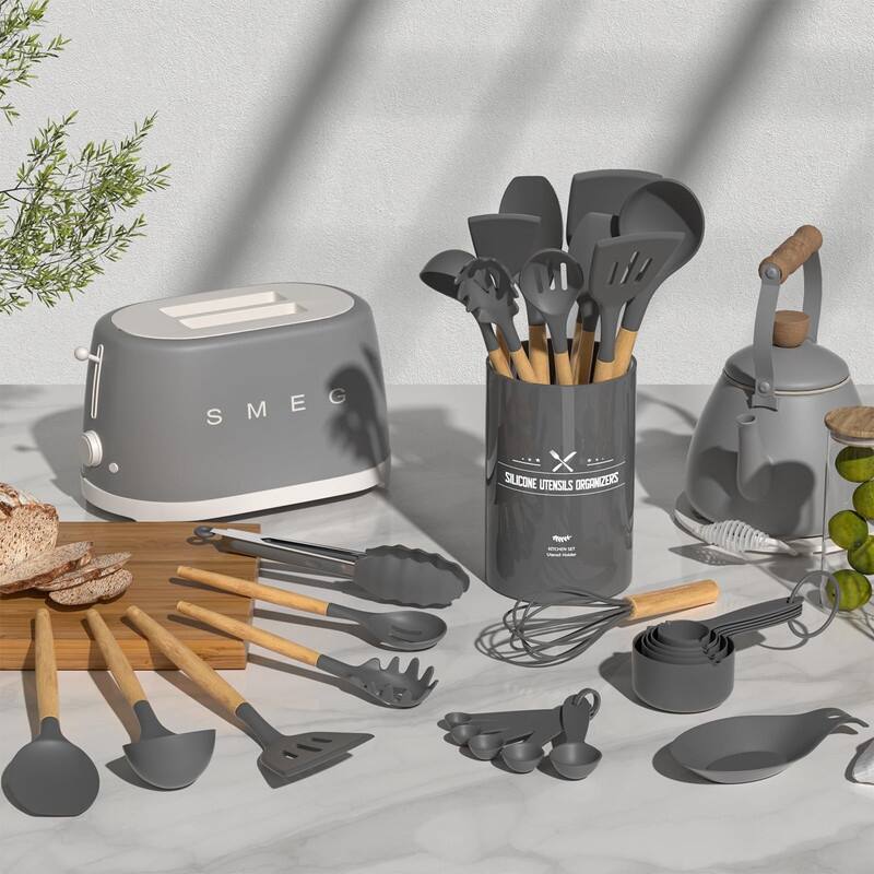 Kitchen Cooking Utensils Set, 33 pcs Non-Stick Utensils Spatula Set with Holder
