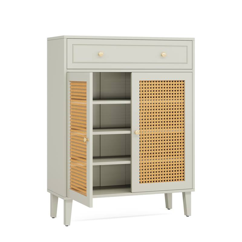 31" Mint Green Wooden Shoe Cabinet, 4-Tier Shoe Storage Organizer