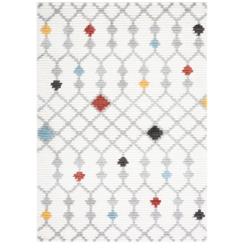 SAFAVIEH Marrakech Ardith Moroccan Boho Tribal Rug - 6'7" Square - Ivory/Grey