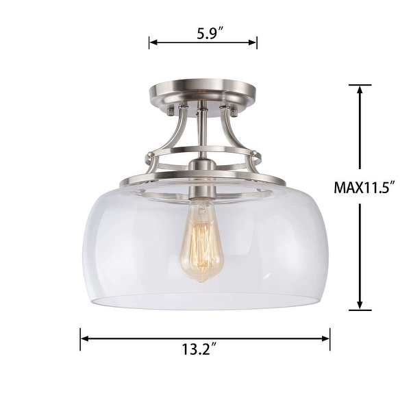 Luna antique black clear glass semi flush mount chandelier hot sale