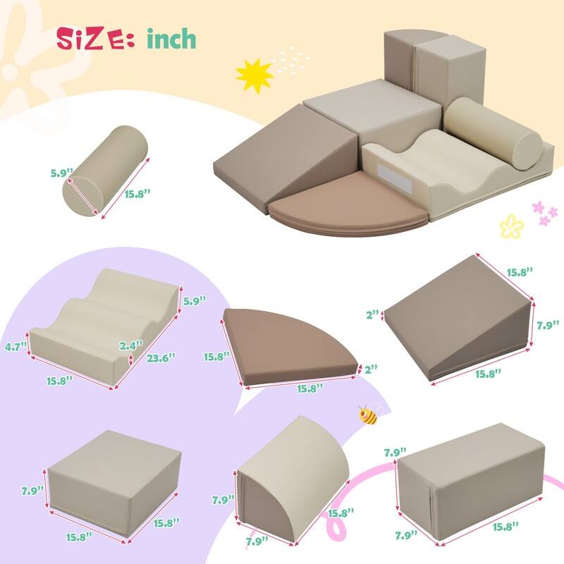 7-Piece Indoor Climbing Foam for Kids, Indoor Climb and Crawl Activity Play Set