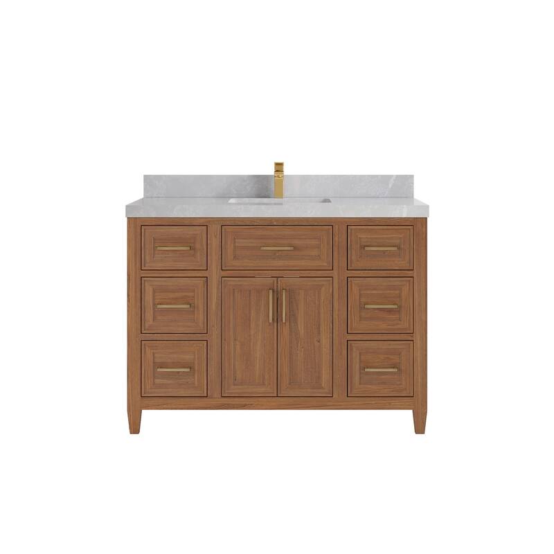 Willow Collections 48 in. W x 22 in. D Santa Monica Teak Single Sink Bathroom Vanity with Countertop