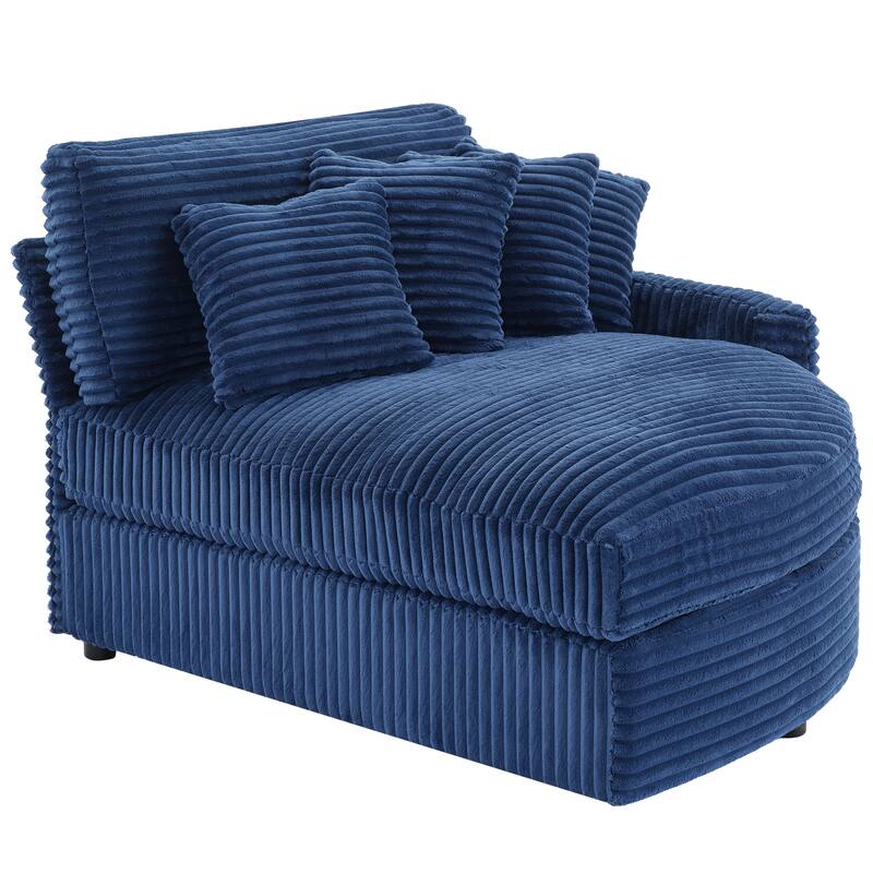 Oversized Fan-shaped Corduroy Couch, 2-piece Sectional Sofa with 4 & 8 Throw Pillows