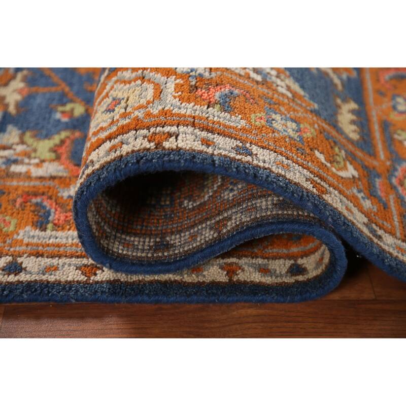 Blue Floral Heriz Serapi Indian Accent Rug Handmade Wool Carpet - 3'0"x 5'0"