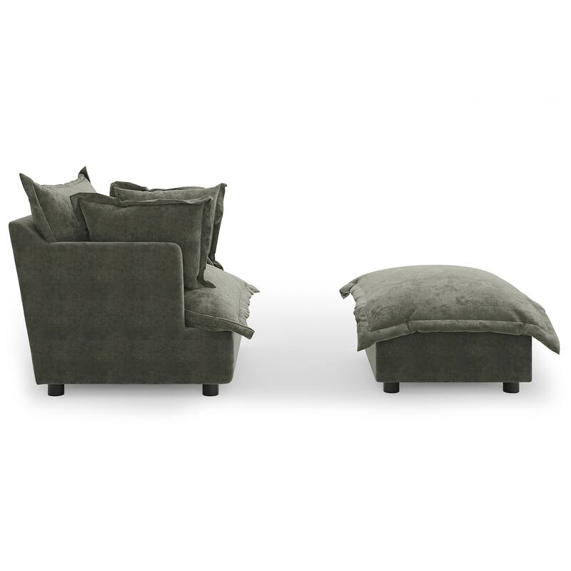 Modern Cloud Chaise Longue Accent Chair with Ottoman set