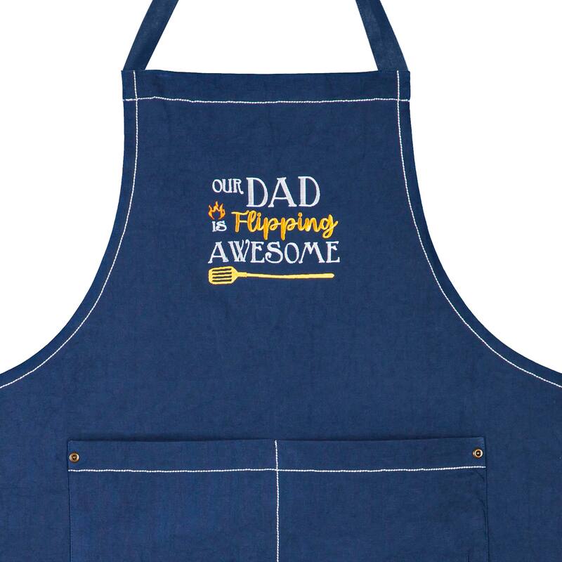 Father's Day Grilling Apron and Oven Mitt Gift Set, Our Dad is Flipping Awesome
