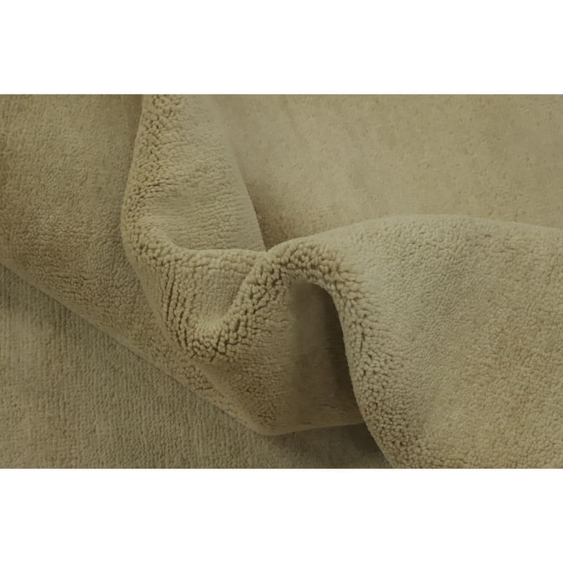 Hand Knotted Oriental 100% Wool Carpet Modern Solid Beige & Ivories Gabbeh Area Rug - 12' 0'' X 8' 11''