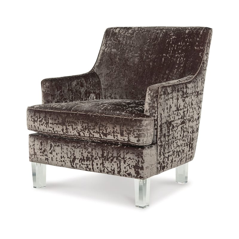 Gloria Accent Chair, Charcoal Brown Polyester Crushed Velvet, Clear Acrylic