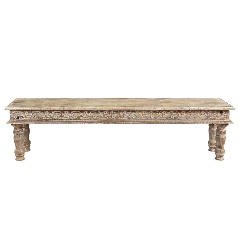 Driftwood Carved Bench 71" - 71