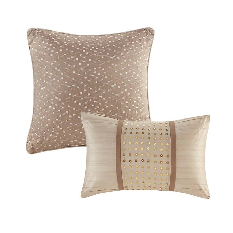GDF Studio - 8-Piece Embroidered Faux Silk Comforter Set with Decorative Pillows