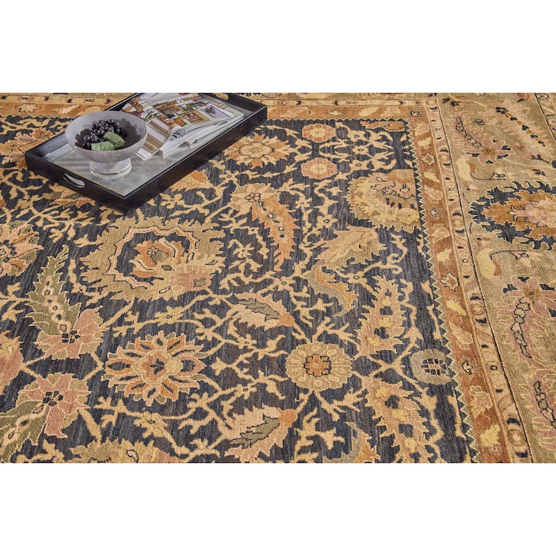 EXQUISITE RUGS ONE-OF-A-KIND Rare and Unusual Agra Hand Knotted Brown Rug - 12'6"x15'