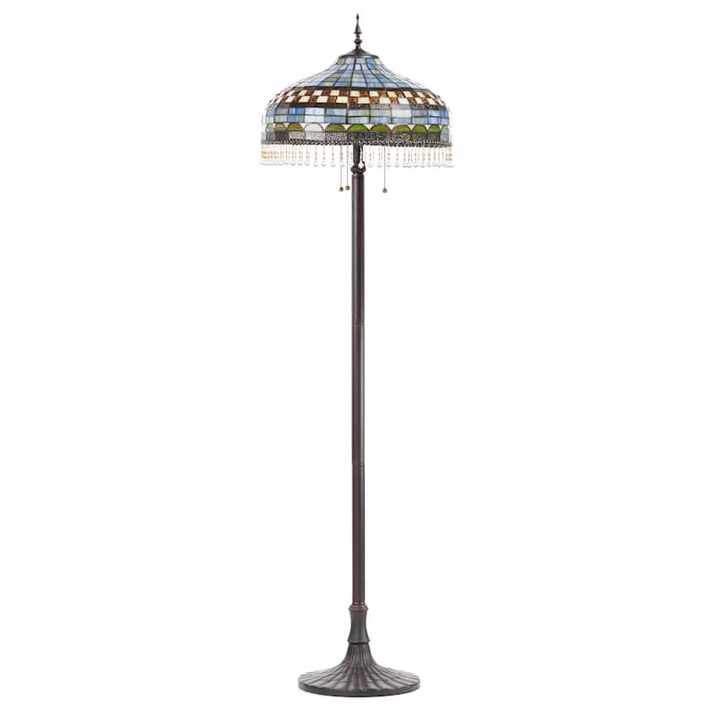 Victoria River of Goods Multicolor Stained Glass Dome Shade 64-Inch Floor Lamp - 18" x 18" x 64"