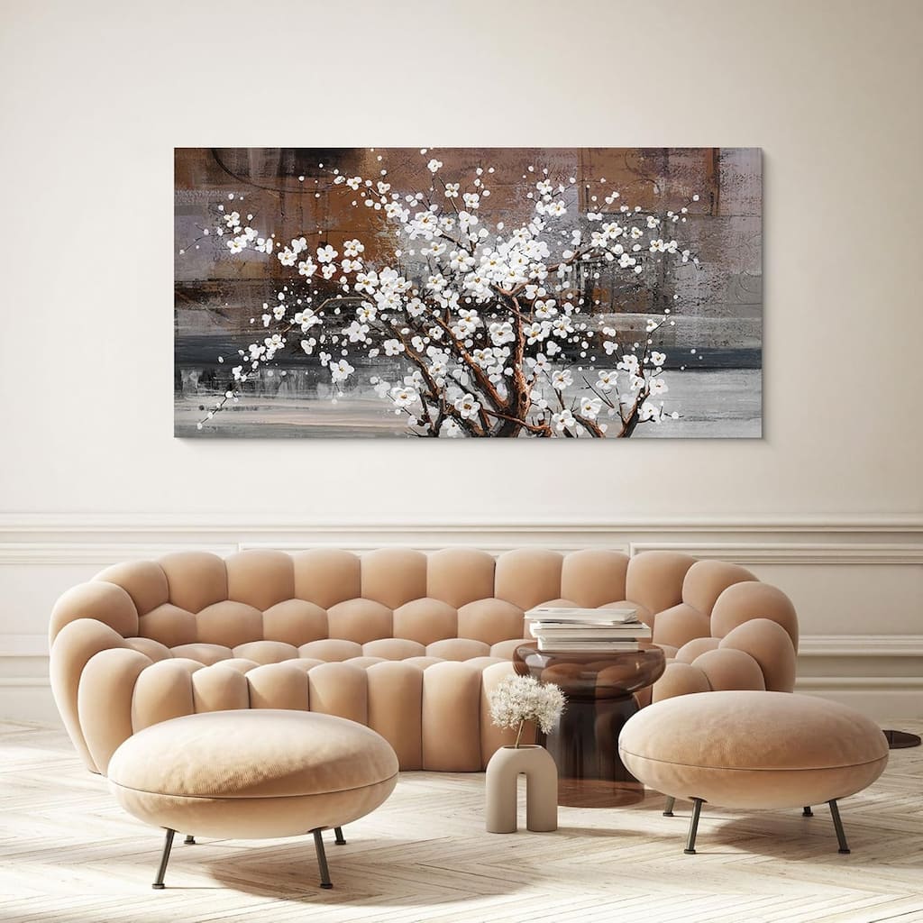 Wall Decorations White Flower on Brown Background