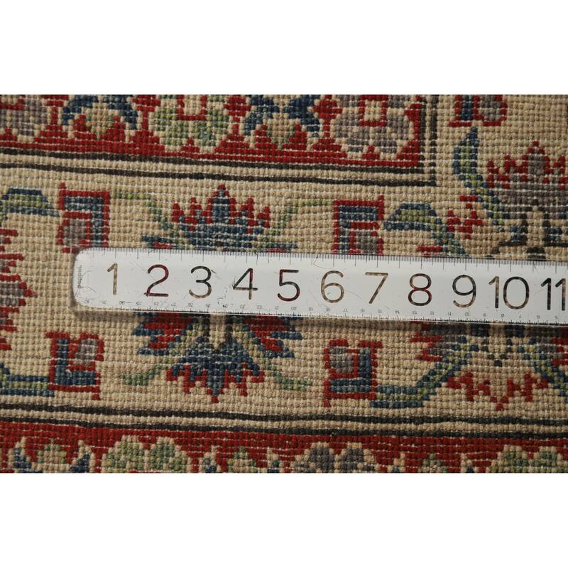Hand Knotted Oriental 100% Wool Carpet Traditional Geometric Greys & Charcoal Kazak Area Rug - 11' 11'' X 9' 0''