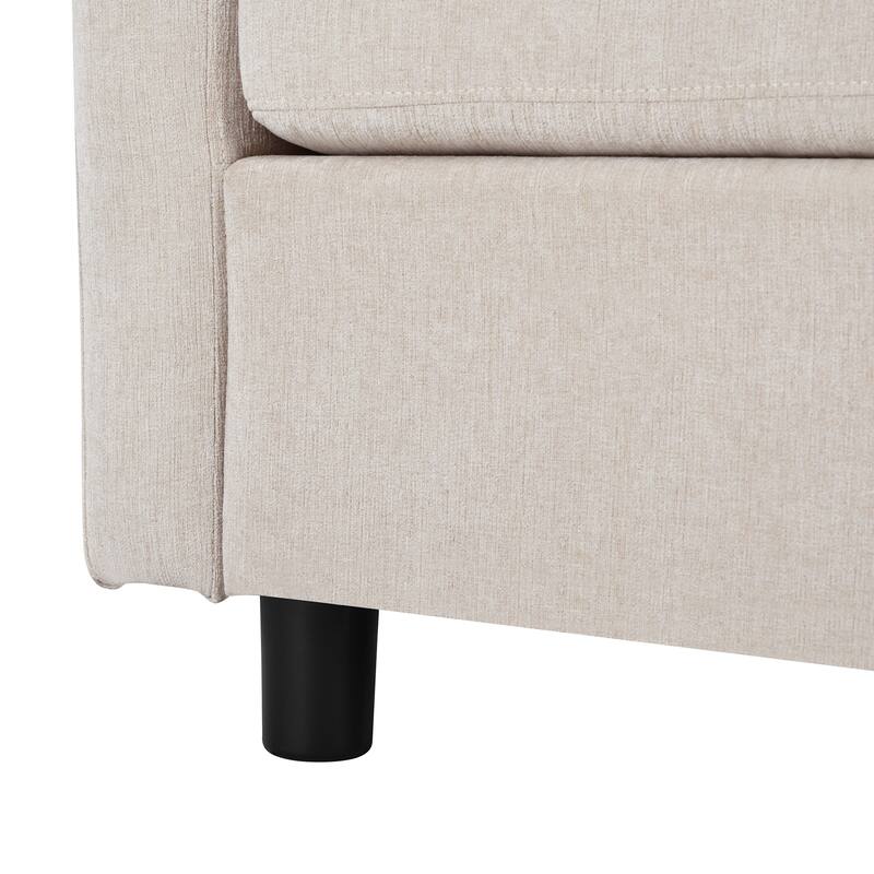 Roomfitters 105" Chenille Fabric 3-Piece Sectional Sofa, Modern Large L-Shaped Couch with Rounded Chaise for Living Room