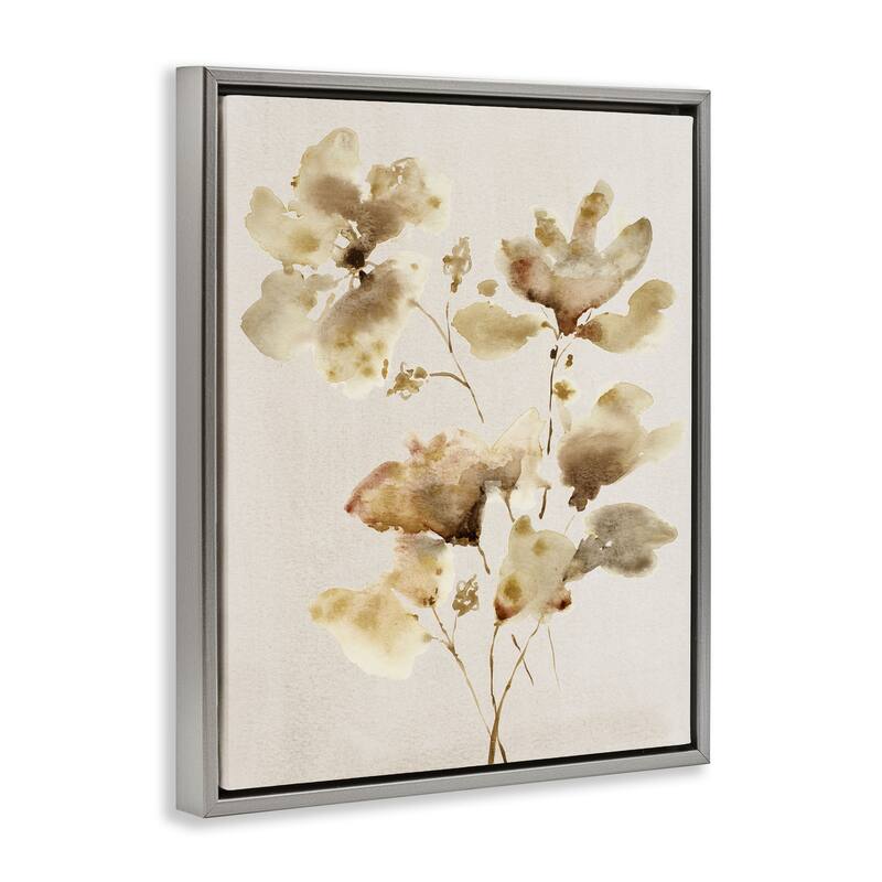 Stupell Neutral Dappled Flower Blossoms Framed Floater Canvas Wall Art Design By Krinlox