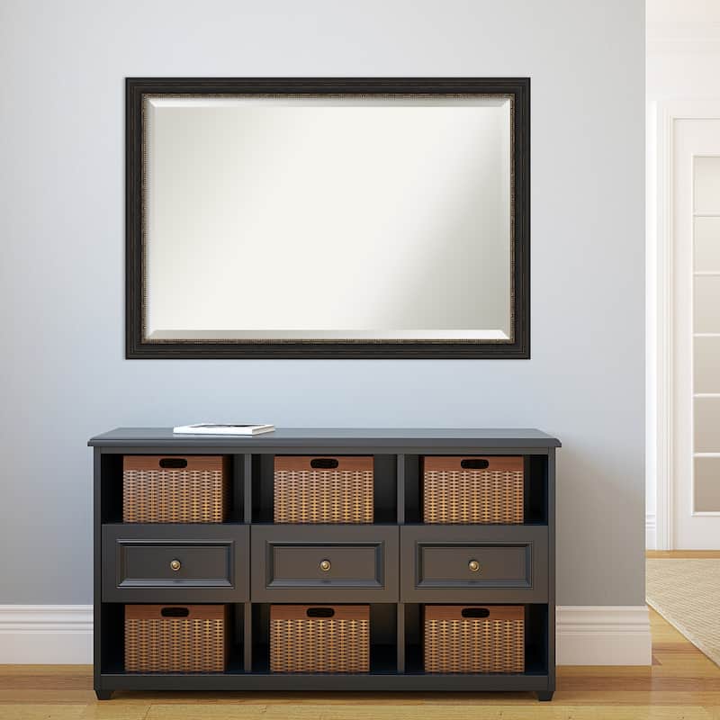 Beveled Bathroom Wall Mirror - Accent Bronze Narrow Frame