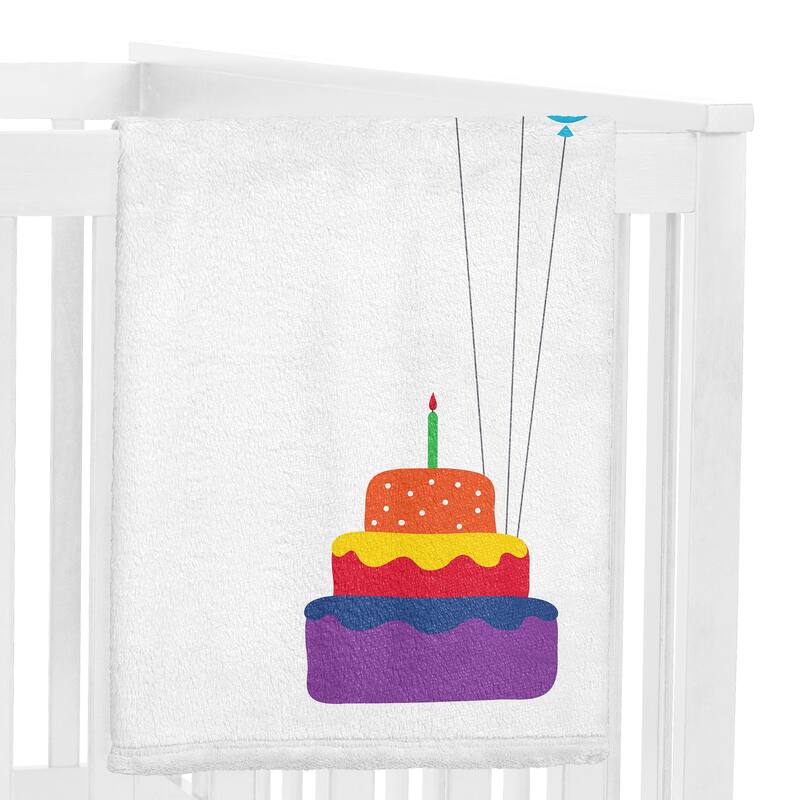 Sweet Jojo Designs Birthday Party Boy Girl Gender Neutral Unisex Baby Monthly Milestone Blanket Rainbow Multicolor Balloons Cake