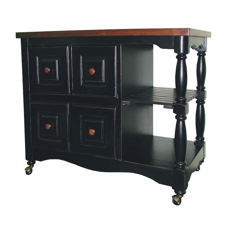 Kitchen Cart with Drawers & Shelves - Rolling Storage Island - Tiered Design