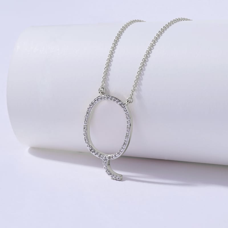 1/20ct TDW Diamond Classic Initial Pendant Necklace in Silver for Women - Q - White