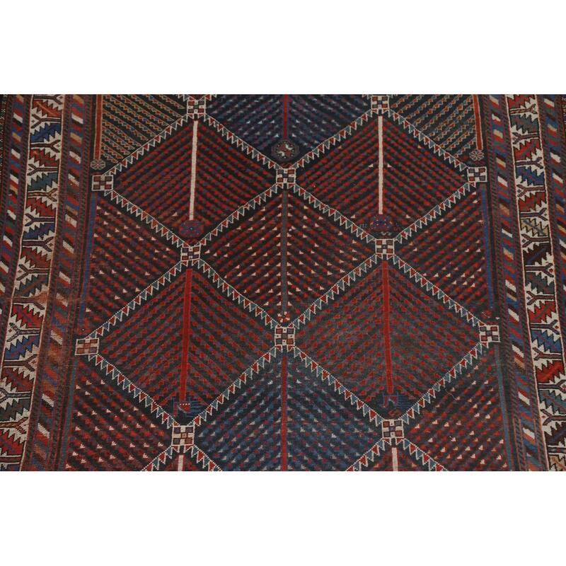 Pre-1900 Antique Qashqai Persian Area Rug Handmade Wool Carpet - 5'4"x 9'5"