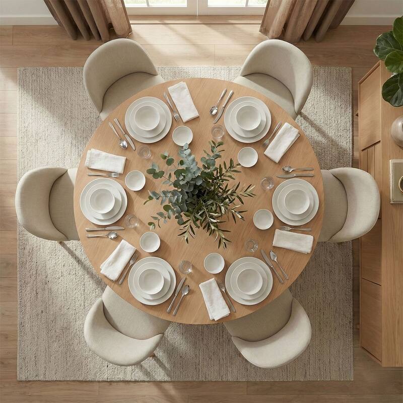 Modern Linen-Blend Parsons Dining Chairs with Solid Wood Legs