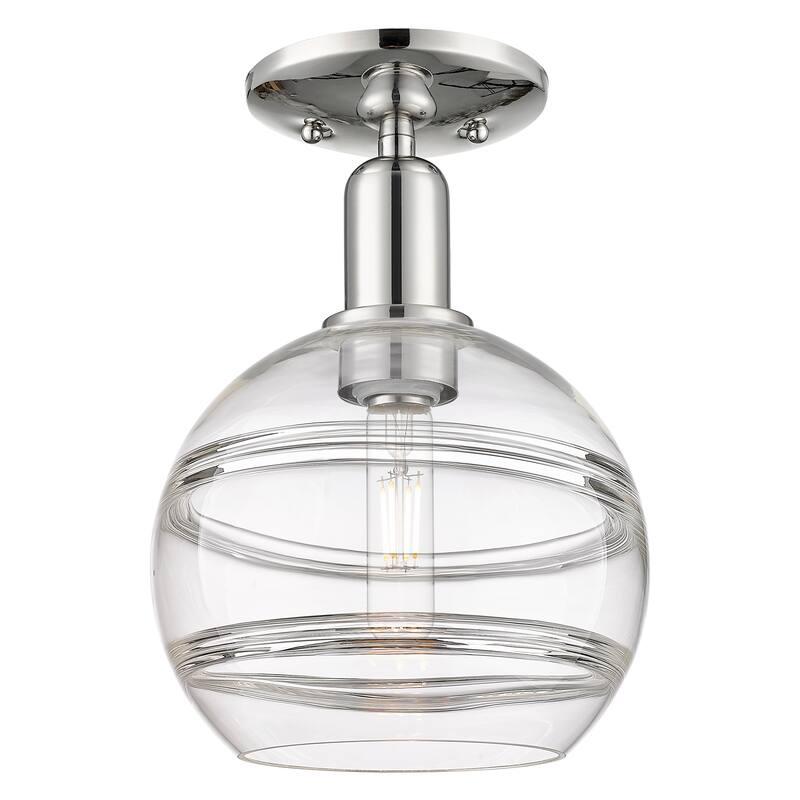 Innovations Lighting Endless Possibilities Arcadia - Rochester - 1 Light 8" Semi-Flush Mount - Clear/Polished Nickel