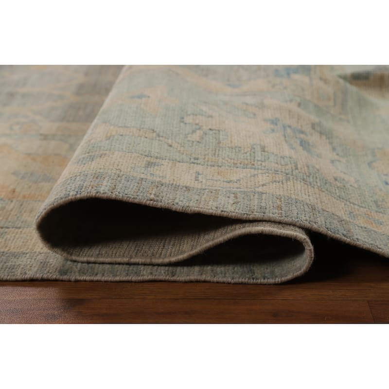 Vegetable Dye Blue Oushak Turkish Rug Handmade Oriental Wool Carpet - 8'3"x 10'2"