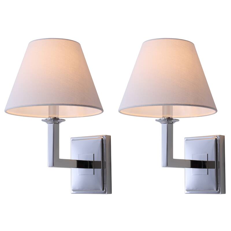 SAFAVIEH Lighting Keesha Chrome Wall Sconce (Set of 2) - 9"x9.5"x14.5" - 9Wx10Dx15H