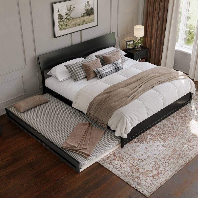 Norla Wood Platform Bed with Trundle