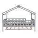 preview thumbnail 23 of 34, Full Size Wooden House Bed with Twin Size Trundle, Roof and Fence
