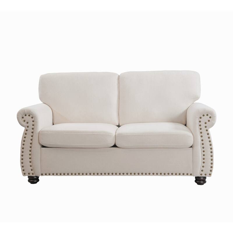 Velvet Loveseat, Upholstered 2 Seater Couch with High-Density Foam, Small Sofa Couch with Solid Wood Legs and Tufted Back