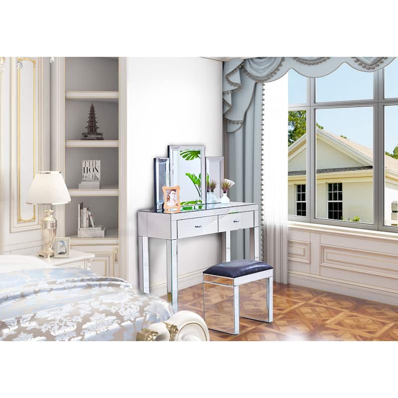 W 39.4 Inch X D 15.7 Inch X H 31.5 Inch Mirror Desktop Dressing Table