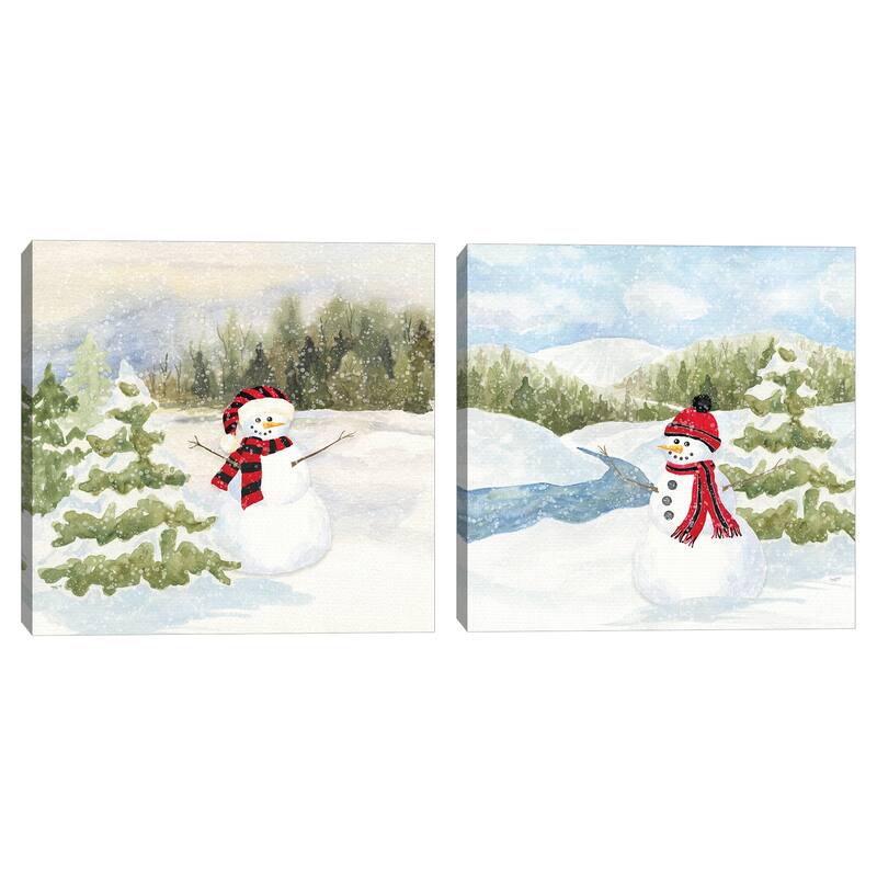 Snowman Wonderland II, Snowman Wonderland III by Tara Reed Canvas Art Prints