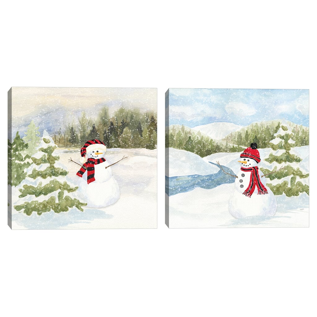 Snowman Wonderland II, Snowman Wonderland III by Tara Reed Canvas Art Prints