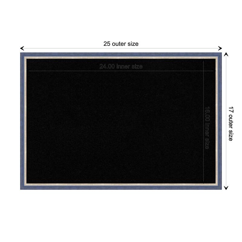 Theo Narrow Wood Framed Black Corkboard Bulletin Board - Theo Blue Narrow - Board Size 24x16