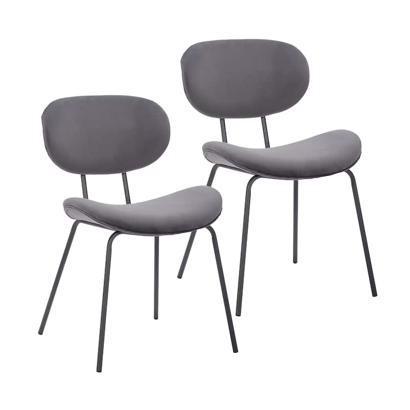 Porthos Home Brody Dining Chairs Set of 2, Velvet Upholstery, Iron legs - Grey - Dining Height