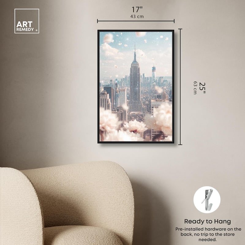 Peonies Over New York Canvas by Art Remedy