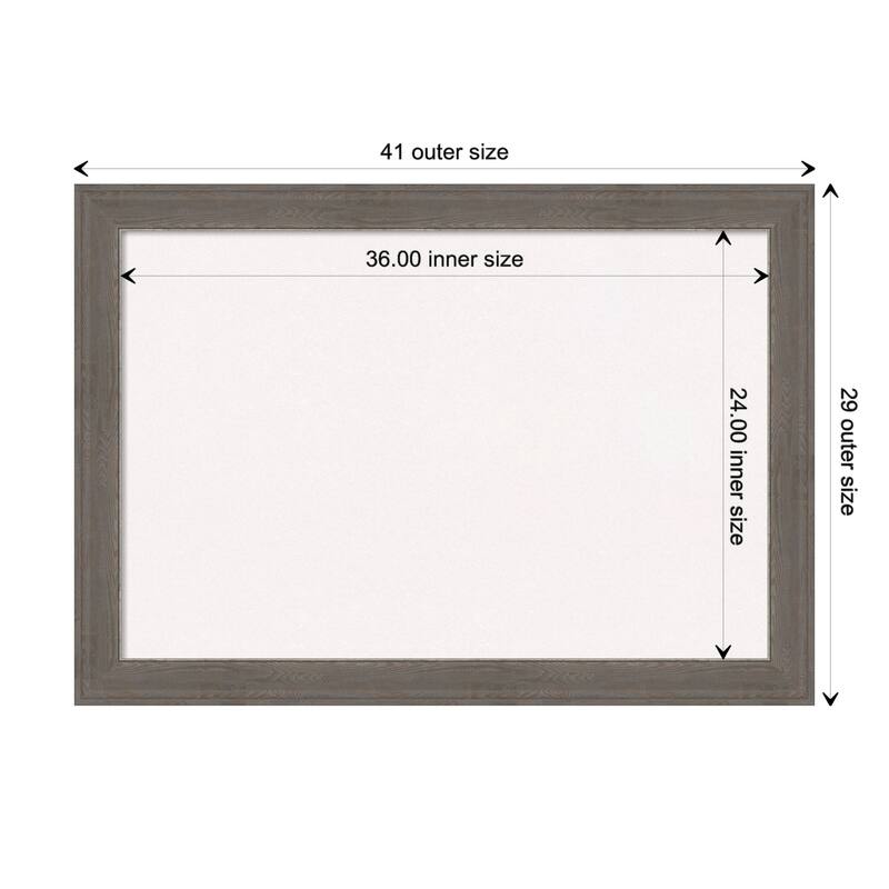 Alta Brown Grey Framed White Corkboard Bulletin Board, Organization Board, Pin Board - Board Size 36x24