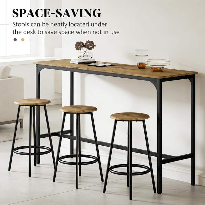 GDFStudio Outdoor Brevin Bar Table Set with Metal Frame and Space-Saving Design